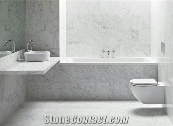 A Quality Bianco Carrara White Marble Bath Top,Bathroom Countertop Hotel Vanity Top for Hotel Decor-Gofar Customized