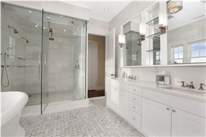A Quality Bianco Carrara White Marble Bath Top,Bathroom Countertop Hotel Vanity Top for Hotel Decor-Gofar Customized