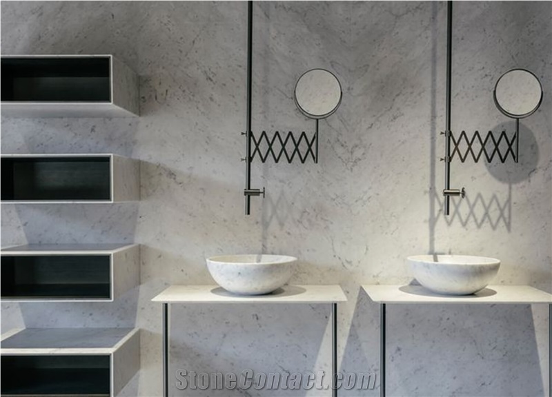 A Quality Bianco Carrara White Marble Bath Top,Bathroom Countertop Hotel Vanity Top for Hotel Decor-Gofar Customized