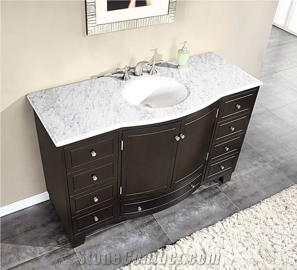 A Quality Bianco Carrara White Marble Bath Top,Bathroom Countertops Vanity Top for Hotel Decor-Gofar Customized