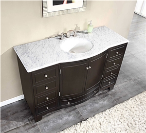 A Quality Bianco Carrara White Marble Bath Top,Bathroom Countertops Vanity Top for Hotel Decor-Gofar Customized