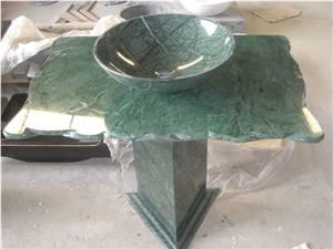 Baroda Green Marble Bathroom Counters,Vanity Top,India Green Verde Marble Pedestal Bath Top with Sink,Bowls-Gofar