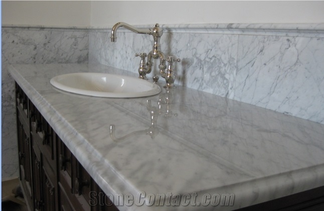 Bianco Carrara White Marble Bath Top,Bathroom Countertop Vanity Top for Hotel Decor