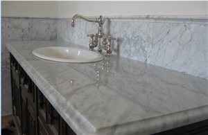 Bianco Carrara White Marble Bath Top,Bathroom Countertop Vanity Top for Hotel Decor