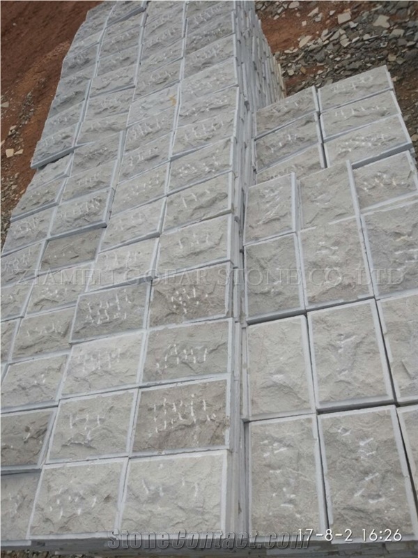 Block Stock Caesar Grey Marble Mushroom Stone, Ocean Ash Markuni Beige Marble Split Face Mushroom for Villa Exterior Wall Cladding Panel