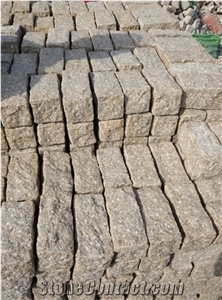 Block Stock Cobble G682 Brick Road Pavers on Mesh,Padang Giallo Rust Granite Cube Stone & Brick Pavers Golden Garnet,Driveway Paving Sets,Landscaping Stone-Gofar