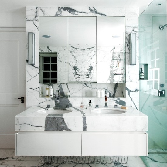 Calacatta Carrara Marble Cut to Size Bathroom Counters Design Modern Style Vanity Top,Bath Top