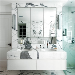 Calacatta Carrara Marble Cut to Size Bathroom Counters Design Modern Style Vanity Top,Bath Top