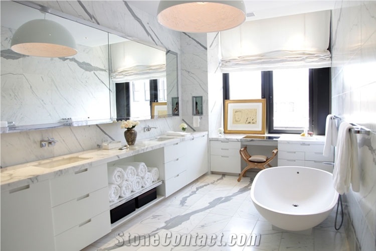 Calacatta Carrara Marble Cut to Size Bathroom Counters Design Modern Style Vanity Top,Bath Top