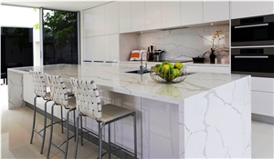 Calacatta White Engineered Quartz Stone Bench Tops/ Quartz Stone Kitchen Tops/Calacatta White Quartz Stone Kitchen Island Top Bar Tops
