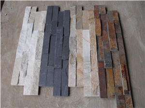China Rust Beige Slate Culture Stacked Stone Wall Cladding Panel for Villa Exterior,Thin Stone Veneer Feature Wall Exposed Walling Gofar