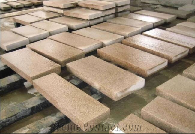 Cobble G682 Brick Road Pavers,Padang Giallo Rust Granite Cube Stone Brick Pavers Golden Garnet Paving Sets,Landscaping Stone-Gofar