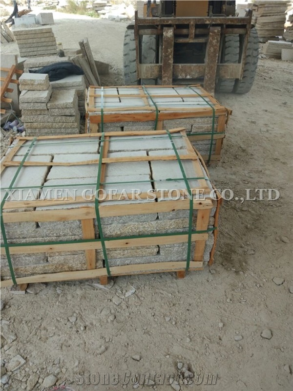 Cobble G682 Road Pavers,Padang Giallo Rust Granite Cube Stone & Brick Pavers for Walling Stones,Driveway Paving Sets,Landscaping Stone-Gofar