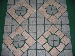 Colorful Granite Brick Road Cube Pavers on Mesh,Padang Giallo Rust Granite Cube Stone Brick Pavers Golden Garnet Paving Sets,Landscaping Stone-Gofar