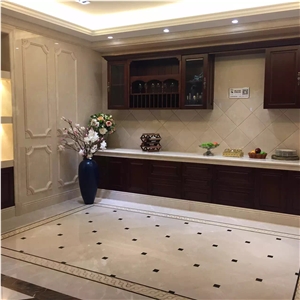 Dino Beige Cream Marble Mixed Light Emperador Marble Flower Carving Waterjet Medallions / Floor Carpet Medallions