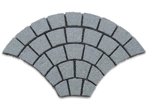 Factory Price Fan Shaped G603 Sesame Grey Granite Cube Stone Pavers Set on Mesh,Exterior Landscaping Stones Walkway Stepping Cobble Gofar