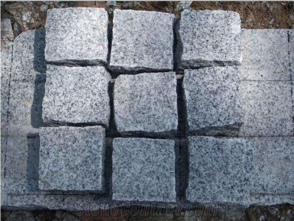 Factory Price G603 Sesame Grey Granite Cube Stone Pavers Set on Mesh,Exterior Landscaping Stones Walkway Stepping Cobble Gofar
