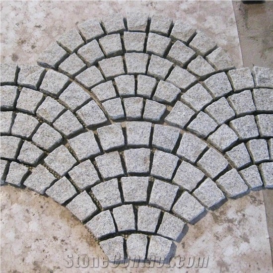 Factory Price G603 Sesame Grey Granite Cube Stone Pavers Set on Mesh,Exterior Landscaping Stones Walkway Stepping Cobble Gofar