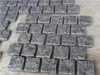 G654 Dark Grey Granite Chiseled Face Cube Stone Pavers, China Impala Black Granite Cube Stone & Pavers,Sesame Grey Granite Road Walkway Paving Sets,Surface Customzied