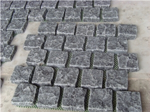 G654 Dark Grey Granite Chiseled Face Cube Stone Pavers, China Impala Black Granite Cube Stone & Pavers,Sesame Grey Granite Road Walkway Paving Sets,Surface Customzied