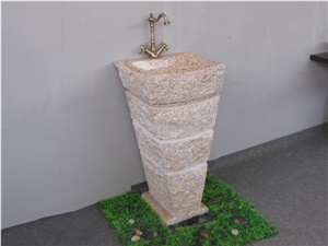 G682 Padang Giallo Rust Granite Bathroom Counters,Single Stand Vanity Top,Pedestal Bath Top with Sink,Bowls