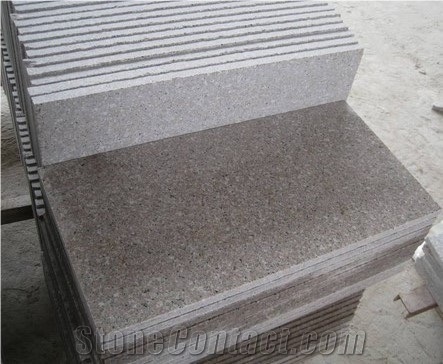 Polished G681 Shrimp Pink Granite Stair Treads Floor Covering/Sunset Red Granite /Wild Rose Granite Panel/Rosa Pesco Granite Staircase-Gofar