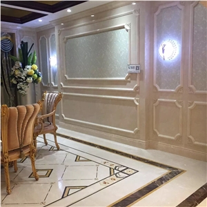 Sahara Beige Marble Mixed Portoro Gold Black Marble Waterjet Medallions / Floor Medallions Tile Pattern