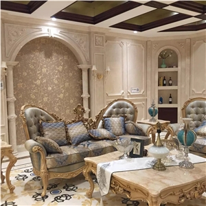 Sahara Beige Marble Mixed Portoro Gold Black Marble Waterjet Medallions / Floor Medallions Tile Pattern