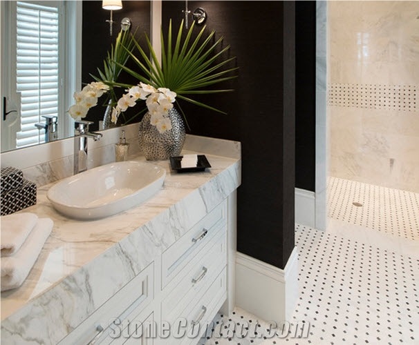 Sold Surafce Bianco Carrara White Quartz Marble Kitchen Bar Top, Countertops Bench Top for Home Furniture Worktops