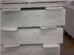 Split Face Crystal White Marble Culture Stone Stacked Stone Wall Panel,Snow White Marble Loose Stone Feature Wall Cladding-Gofar