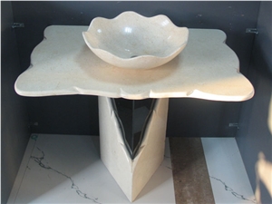 Sunny Beige Marble Bathroom Counters,Pedestal Vanity Top with Sinks Bowla,Bath Top Interior Stones with Single Stands