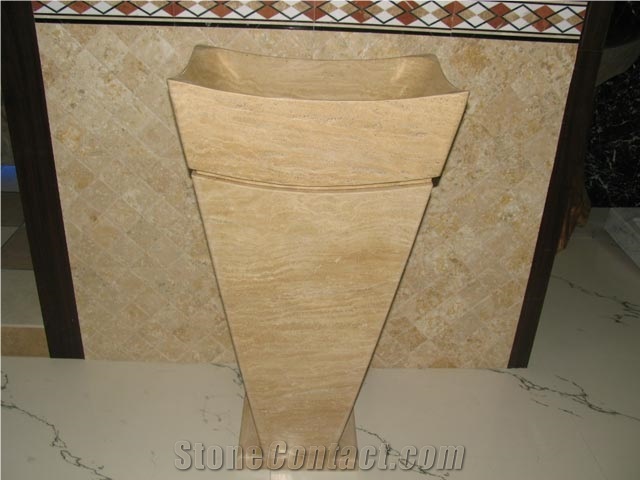 Sunny Beige Marble Bathroom Counters,Pedestal Vanity Top with Sinks Bowla,Bath Top Interior Stones with Single Stands