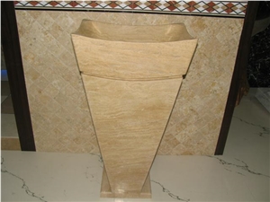 Sunny Beige Marble Bathroom Counters,Pedestal Vanity Top with Sinks Bowla,Bath Top Interior Stones with Single Stands