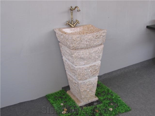 Sunny Beige Marble Bathroom Counters,Pedestal Vanity Top with Sinks Bowla,Bath Top Interior Stones with Single Stands