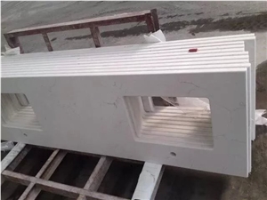 White Artificial Marble Carrara Vein Look Quartz Stone Bathroom Countertops,Vanity Top,Engineered Stone Bath Top