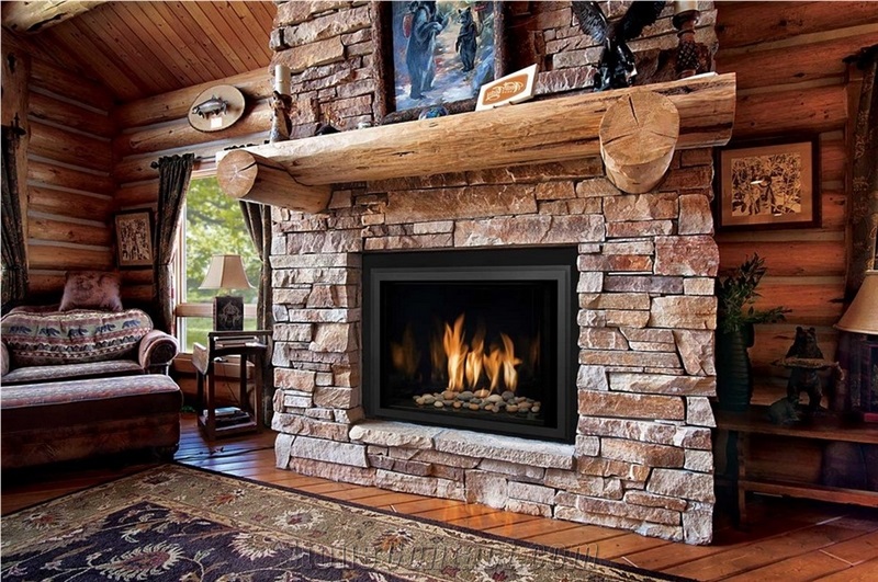White Quartzite Nero Culture Stone Wall Cladding Panel Fireplace Surround Covering, Traditional Style Interior Stacked Veneer Stone Walling Gofar