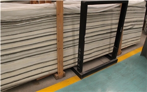 Dark Putin Wood Marble Semi White Slab For Project Floor