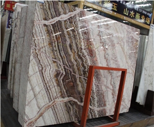 China Red Dragon Onyx Jade Bookmatched Slab For Wall