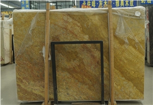 China Seattle Gold Marble Golden Stone Slab For Hotel Floor