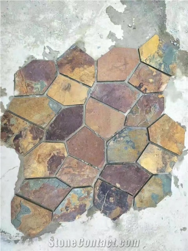 China Yellow Slate Classic Red Wall Tile,Riven Split Natural Stone Paver,Floor Tile for Walkway,Flagstone Cheap Price with Ce and Own Quarry