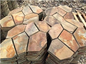 China Yellow Slate Classic Red Wall Tile,Riven Split Natural Stone Paver,Floor Tile for Walkway,Flagstone Cheap Price with Ce and Own Quarry