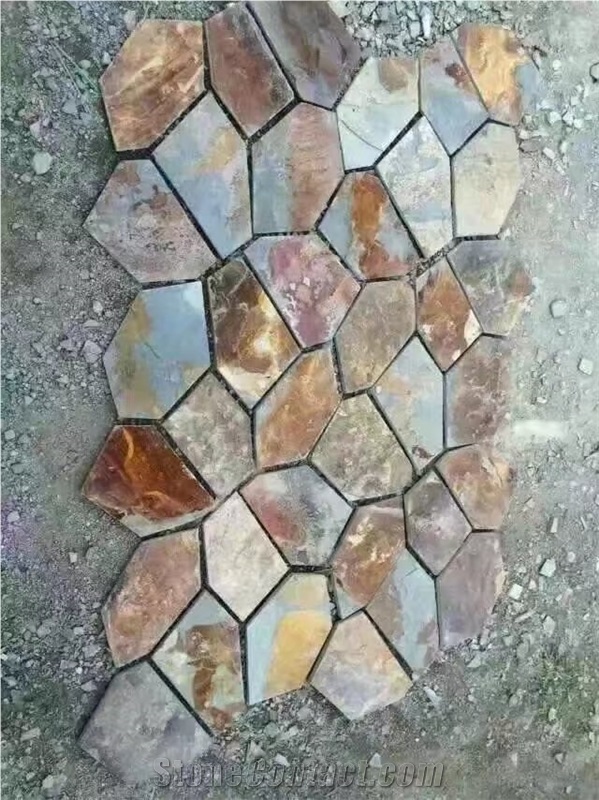 China Yellow Slate Classic Red Wall Tile,Riven Split Natural Stone Paver,Floor Tile for Walkway,Flagstone Cheap Price with Ce and Own Quarry