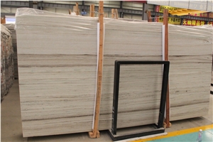 Crystal Wood Grain Marble White Wooden Vein Polished Slab
