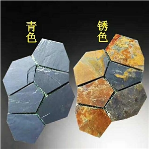 Ice Crackle Multicolor Slate Paving Tile,Riven Split Natural Stone Paver,Floor Tile for Walkway,Cultured Stone Cheap Price with Ce and Own Quarry