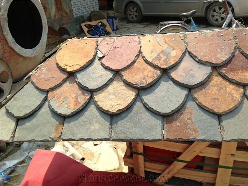 Multicolor Roof Slate Tile,Riven Split Natural Stone Paver,Floor Tile for Walkway,Cultured Stone Cheap Price with Ce and Own Quarry