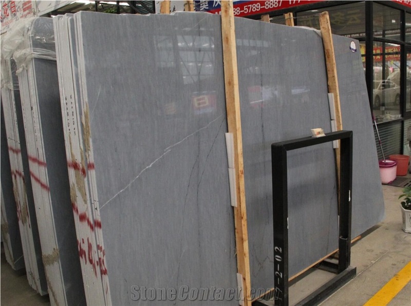 Royal Deep Blue Marble Bardiglio Nuvolato Big Polished Slab