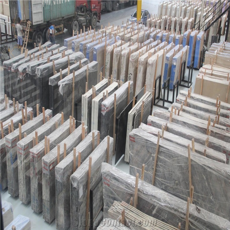 Royal Deep Blue Marble Bardiglio Nuvolato Big Polished Slab