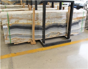 Volos Water Jade River Onyx Polished Slab Wall Bookmatched