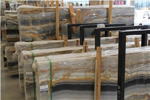 Volos Water Jade River Onyx Polished Slab Wall Bookmatched