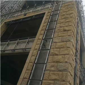 Beige Sand Stone Mushroom Cladding Natural Sandstone Wall Cladding